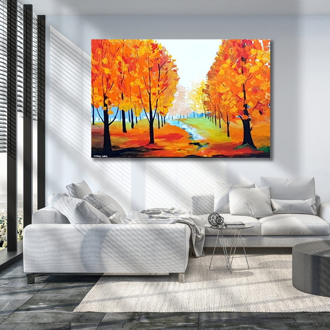 Autumn Blaze | Original Acrylic Palette Knife Painting Prints