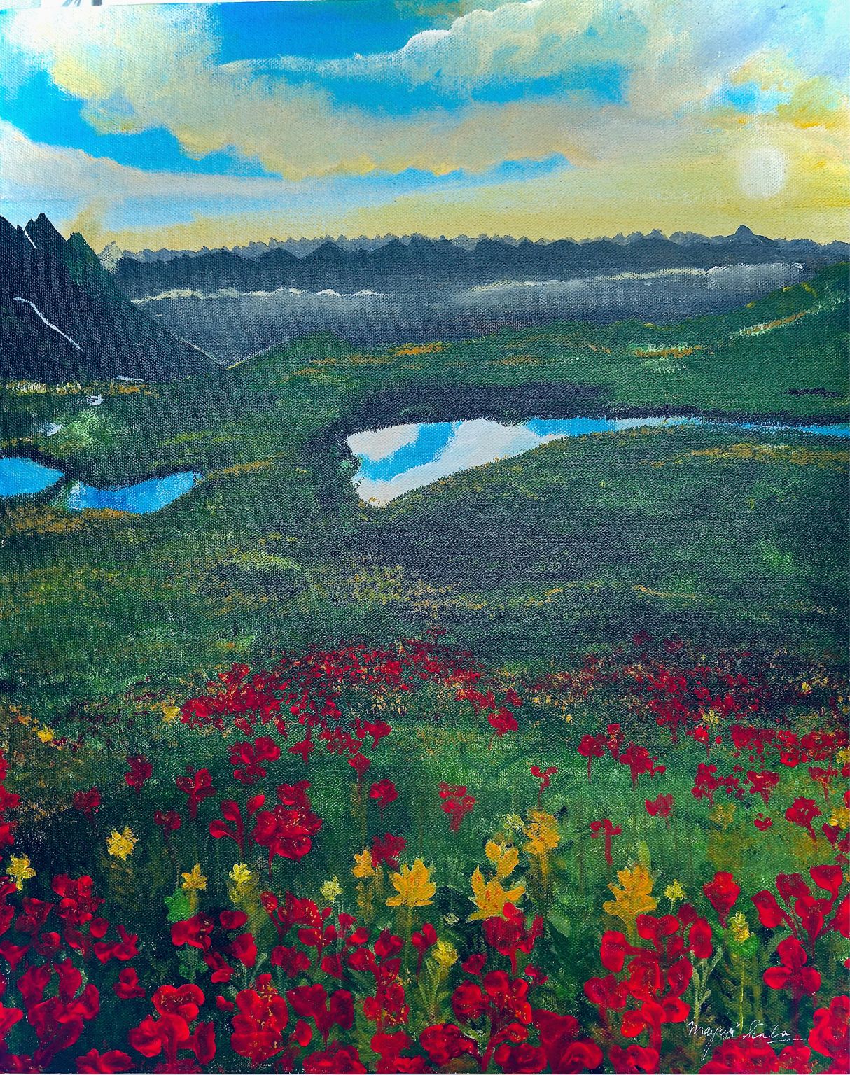 Valley of Flowers | Original Acrylic Painting | Bring Nature’s Bloom into Your Space